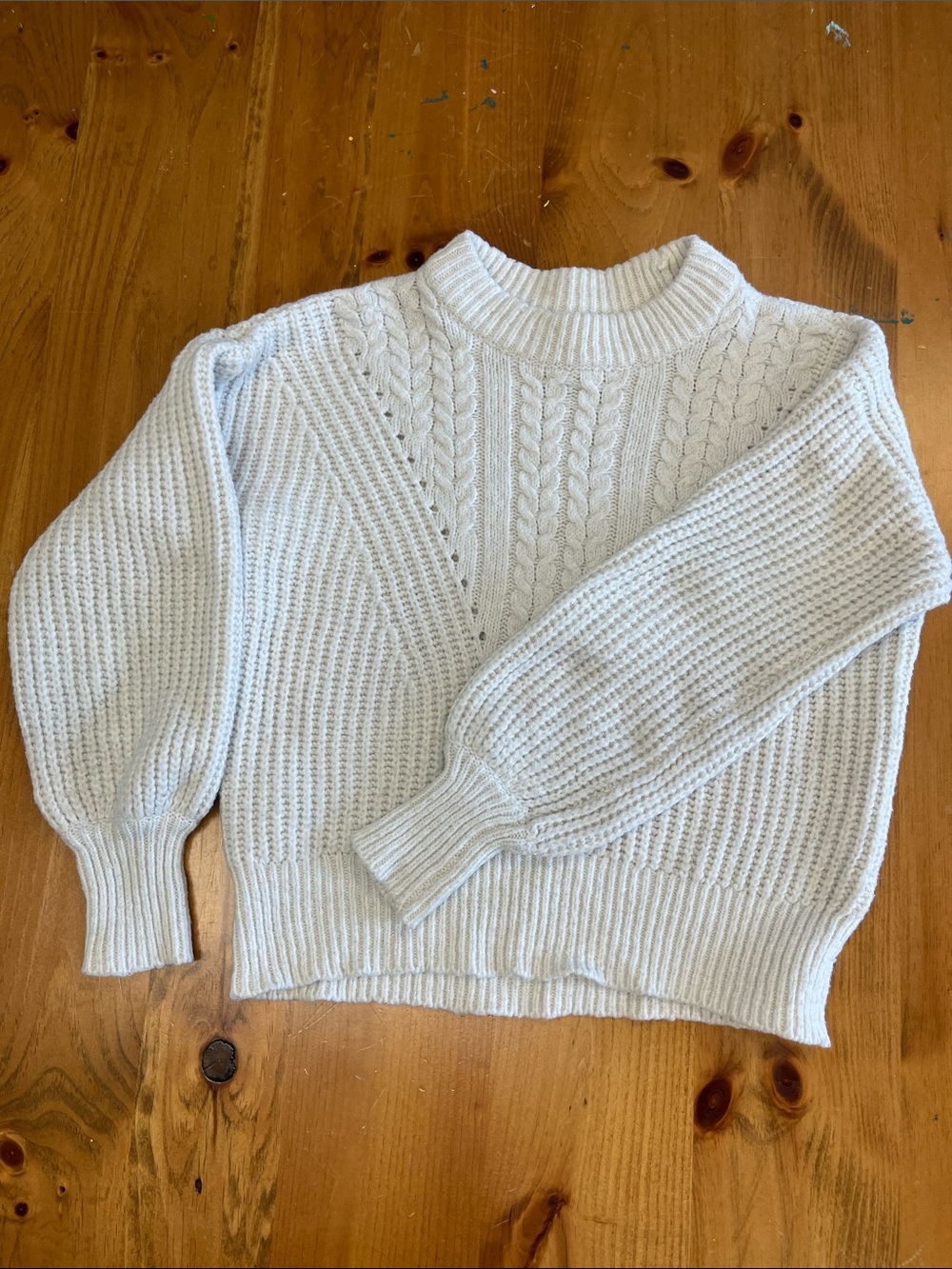 Sonoma Cream Cable-Knit Crew Neck Sweater